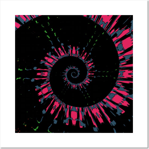 Black Batik Hippie Tie Dye Spiral Wall Art by Moon Art